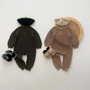Baby knit romper set with beret and shoes, long sleeve cotton sweater outfit for infants.