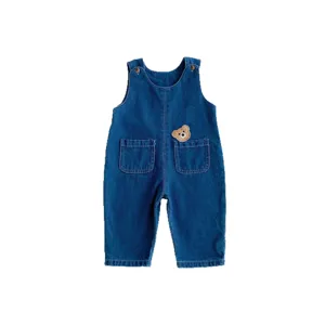 Baby denim overalls autumn cute cartoon infant straight long pants toddler children clothing