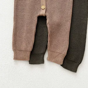 Infant knitted baby romper long sleeve crewneck bodysuit toddler soft cotton knitwear
