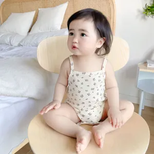 Bébé niña mameluco floral tirantes verano delgado transpirable tierno body ropa bebé