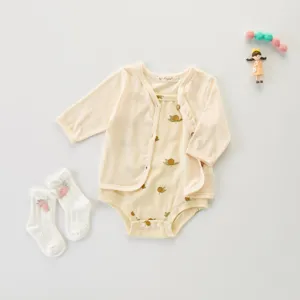 Precioso conjunto de verano para bebé niña pelele cárdigan estampado detalle