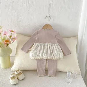 Ensemble de vêtements de printemps pour bébé fille haut à manches longues et leggings extensibles