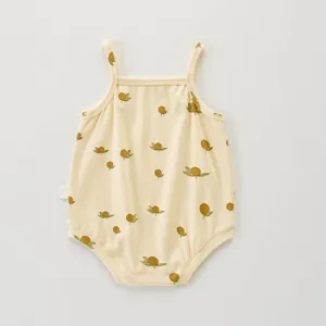 Mameluco de bebé de verano de algodón con estampado de frutas bonito body tirantes fino
