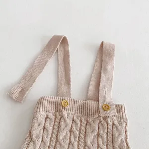 infant baby cable knit romper cute toddler straps overalls comfortable infant clothing details