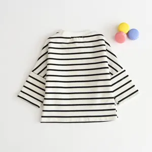 Cute baby cotton long sleeve striped t-shirt infant unisex autumn top details