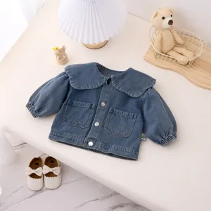 Bébé fille veste en jean printemps manches longues vêtement mignon revers manteau enfant