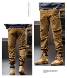 Ανδρικό casual cargo παντελόνι άνετο jogger με πολλές τσέπες για καθημερινή χρήση.