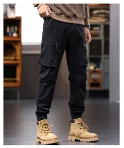 Ανδρικό μαύρο παντελόνι cargo casual φαρδύ streetwear μόδα cool στυλ τάση μοναδικό.