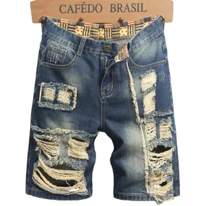 Ανδρικό τζιν σορτς σκισμένο vintage baggy fit casual καλοκαιρινό ανδρικό denim βερμούδα