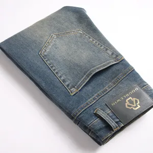 Ανδρικό vintage πλυμένο ίσιο jeans κλασικό retro denim παντελόνι casual streetwear style.
