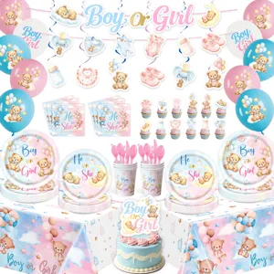 Baby gender reveal party Deko Teddybär Junge oder Mädchen Luftballons Set