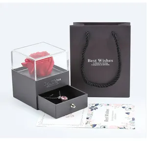 Coffret cadeau rose Saint Valentin ensemble de bijoux avec collier et sac pour les fetes