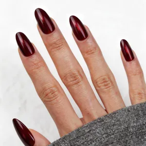 Halloween Wijnrood Kattenoog Kunstnagels Om Op Te Drukken Kort Rond Full Cover Kunstnagel Set Met Lijm Voor Vrouwen Manicure Decor