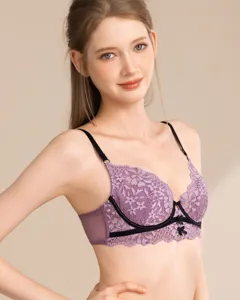 Sexy women ultra-thin lace bra french style small-looking anti-sagging push-up undergarment