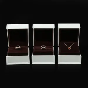 Europäischer Stil Weißer Klavierlack Schmuckkästchen Luxus Samtfutter Ring Ohrring Halskette Aufbewahrungsbox Geschenkverpackung