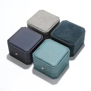 Caja de joyas octogonal de terciopelo PU set para anillos pendientes collar venta al por mayor