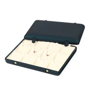 Large capacity jewelry storage box display tray with double buckles for rings and pendants