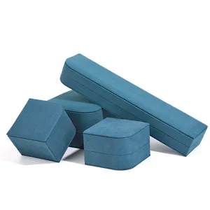 Luxus teal Mikrofaser Schmuckschatullen Set für Ringe, Halsketten und Anhänger Aufbewahrung.