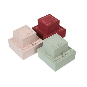 Velvet jewelry box set gold edge ring pendant gift box storage organizer for earrings necklace