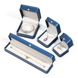 PU leather jewelry boxes set with crown logo, ring necklace bracelet display gift storage box