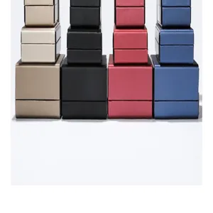 Brushed PU leather LED jewelry box ring pendant bracelet gift packaging display case.