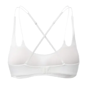 White wireless strappy back bra French thin minimalist bra sexy summer intimate apparel detail