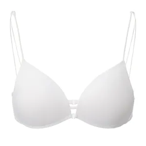 Witte beugelloze push-up bh met voorsluiting en comfortabele dubbele dunne schouderbandjes