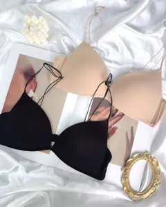 French sexy wireless bralette, thin front closure triangle cup bra with delicate thin straps.