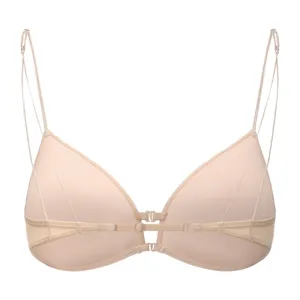 Comfortabele draadloze nude push up bh met voorsluiting en dunne bandjes voor dames.