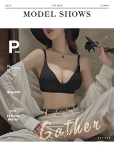 Soutien-gorge push-up sans armatures sans coutures pour femmes, style de rassemblement.