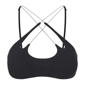 Sexy black wireless bra with thin cross straps and cut-out detail for women summer wear.