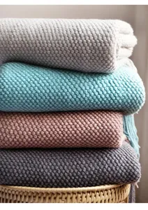 Knitted throw blanket soft textured cozy sofa couch bed decorative warm cover winter chic