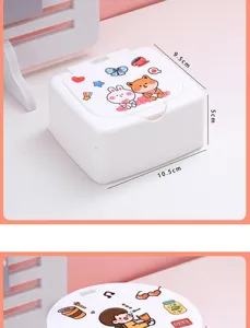 Mini boîte de rangement de bureau avec couvercle pour cotons-tiges et petits accessoires.