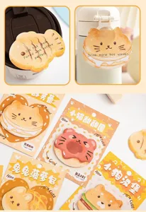 Notes autocollantes mignonnes animaux bloc-notes dessin animé pain papeterie cadeaux