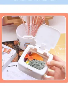 Mini boîte de rangement de bureau avec couvercle pop-up pour cotons-tiges et petits objets.