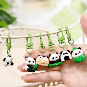 Joli porte-clés panda mignon pendentif de sac à dos dessin animé anneau métallique cadeau