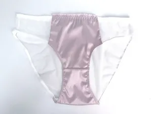 Bragas sexis de mujer hechas de malla blanca transpirable y satén rosa patchwork chic