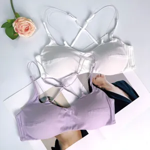 Sexy wireless strapless bra with thin cross straps, ideal for daily wear and comfort.