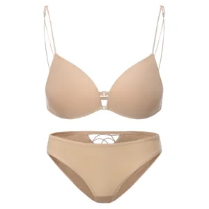 Naadloze BH en slip set met handige voorsluiting, sexy dunne draadloze damesingerie.