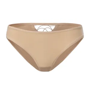 Sexy vrouwen lage taille ademende effen kleur slips ondergoed met fijne kruisbandjes.