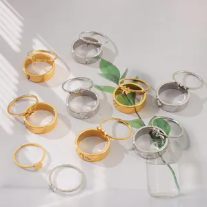 Edelstahl Paare passende Ringe Set mit Blitz, Dinosaurier und Schlange Design.
