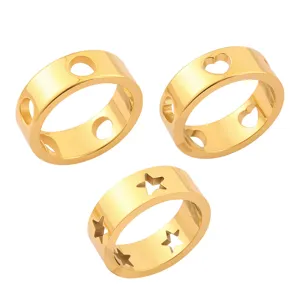 Verguld roestvrijstalen ring met uitsparing geometrisch ontwerp mode sieraden voor dames stijlvol