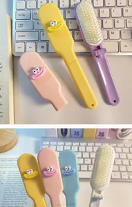 Mignonne brosse à cheveux pliable portable dessin animé mini peigne de voyage pour dortoir