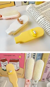Brosse à cheveux pliante dessin animé mignonne, peigne portable pour dortoir et voyage.