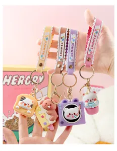 Leuke cartoon siliconen sleutelhanger set, schattige tas hanger en autosleutelhanger.