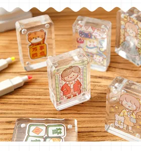 Transparenter Acryl DIY Mahjong Guka Block magnetischer Fotorahmen Kinderspielzeug Set.