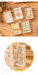 Transparenter Acryl DIY Mahjong Guka Stein mit niedlichem Cartoon Mädchen Design, Kinderspielzeug.