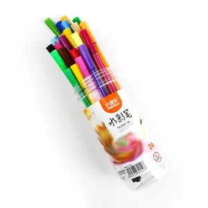 Set de 24 rotuladores de acuarela en botella transparente, ideal para dibujo de arte infantil.