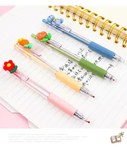 Joli set de stylos gel Morandi avec décorations 3D de fleurs et ours pour une écriture fluide.