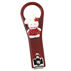 Cute Cartoon Nail Clipper Portable Stainless Steel Nail Cutter With Resin Animal Charm For Kids Daily Personal Care